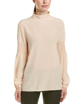 Женская шелковая блузка с воротником-стойкой Tibi, оранжевая 0