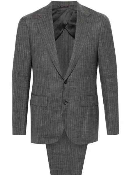 Canali клетчатый костюм с однобортным пиджаком, серый
