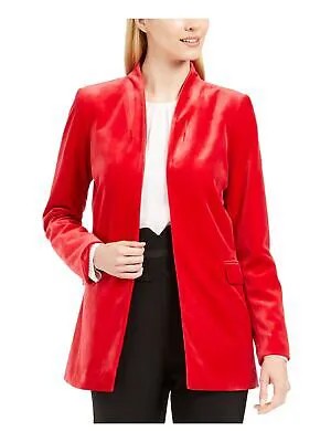 CALVIN KLEIN Womens Red Velvet Evening Blazer Jacket Petites 14P