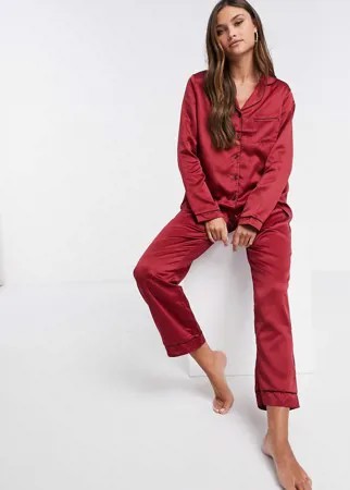 Бордовые атласные пижамные брюки Loungeable-Красный