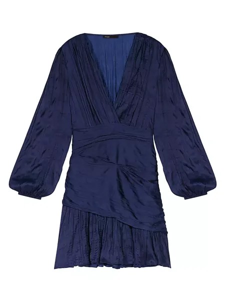 Короткое драпированное платье Maje, темно-синий