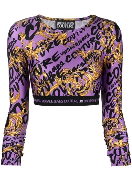 Versace Jeans Couture укороченный топ с принтом Garland, фиолетовый