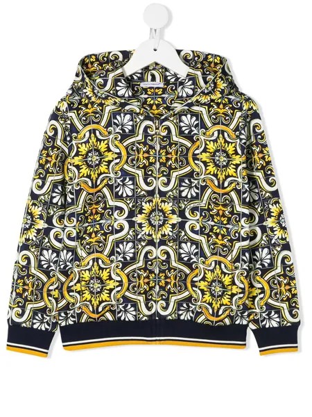 Dolce & Gabbana Kids худи на молнии с принтом Maiolica