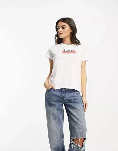 Кремовая футболка с логотипом Lee Jeans