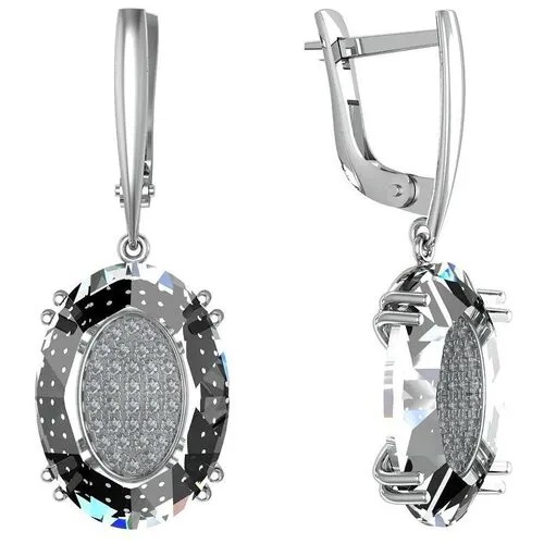 Серьги с фианитами и горным хрусталем из серебра 381320-FA11GH