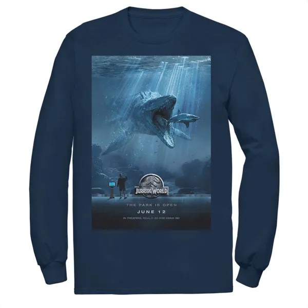 Мужская футболка с постером к фильму «Мир Юрского периода Mosasaurus» Jurassic World, синий