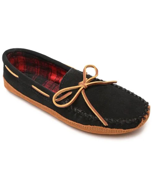 Мужские тапочки-мокасины с двойным дном из флиса Minnetonka, черный