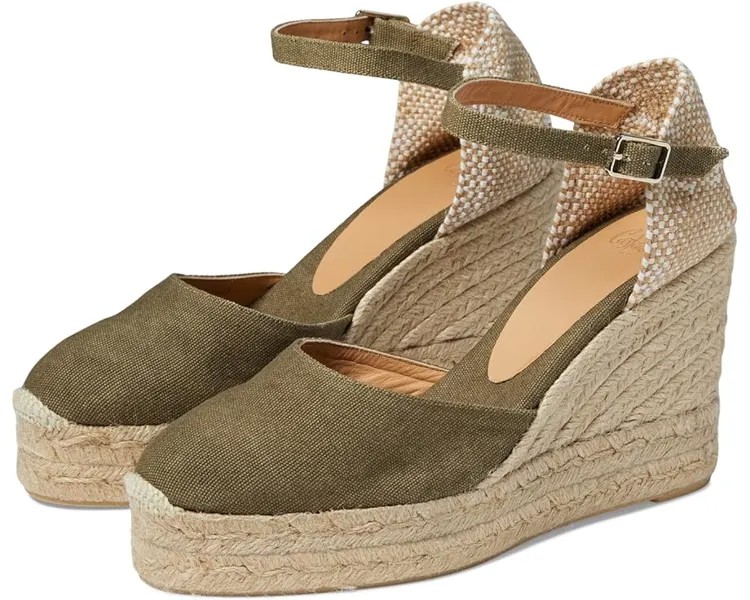 Туфли CASTANER Carol 80 mm Wedge Espadrille, оливковый