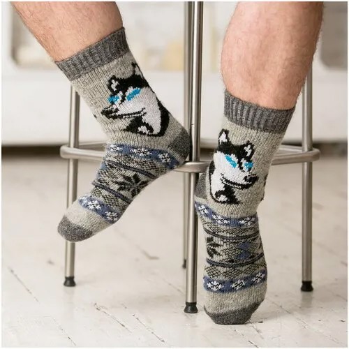Носки Бабушкины носки, размер 44-46, серый, голубой, черный, белый