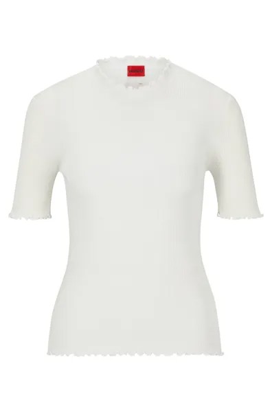 Водолазка Hugo Mock-neck With Short Sleeves And Ribbed Structure, белый