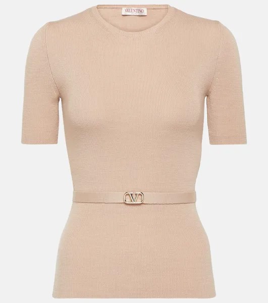 Свитер Maglia из натуральной шерсти Valentino, бежевый