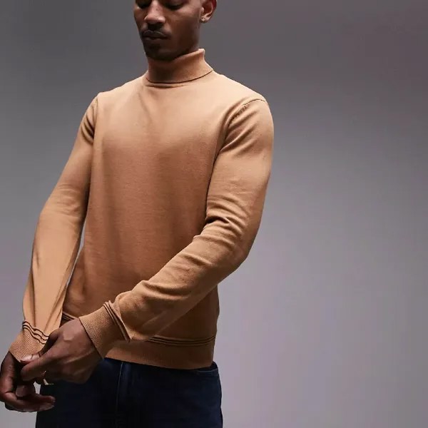 Водолазка Topman Roll Neck, светло-коричневый