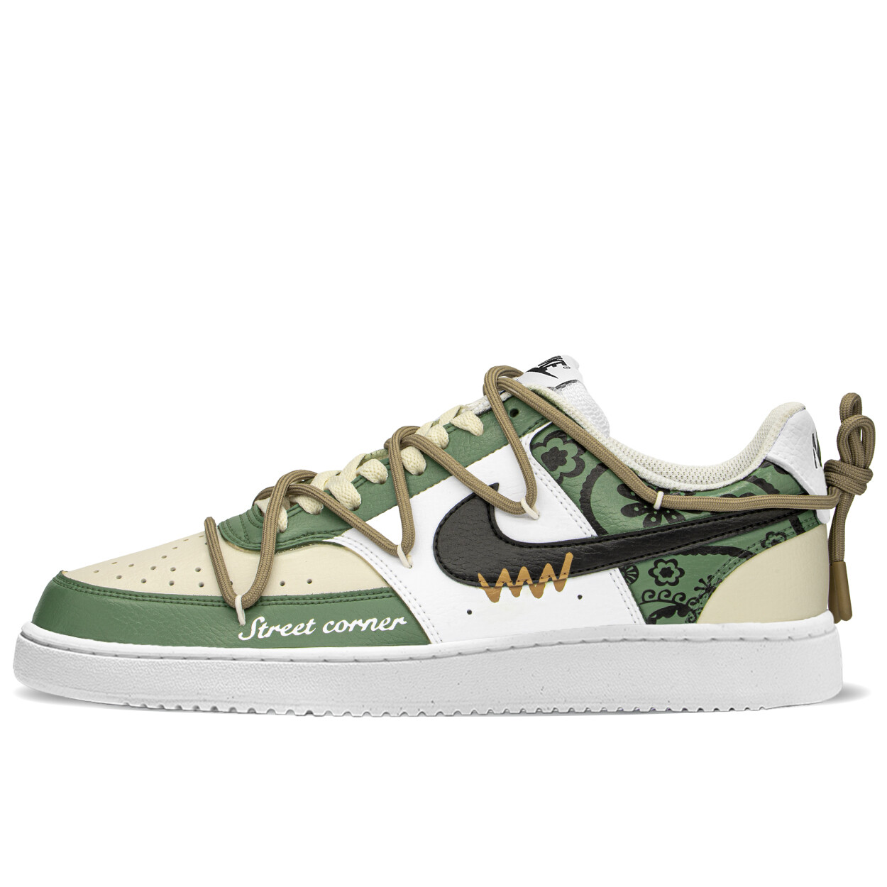 Кроссовки Nike Court Vision 1 Skateboarding Shoes Women's Low-top Beige/green, хаки/зеленый
