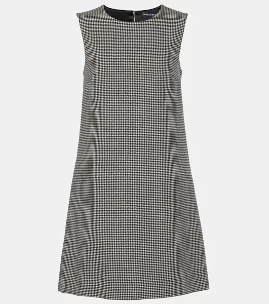 Мини-платье из шерсти с узором «гусиная лапка» Dolce&Gabbana, цвет quadri-check-tartan