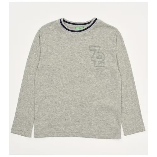 Лонгслив UNITED COLORS OF BENETTON, хлопок, однотонный, размер 150 (XL), серый
