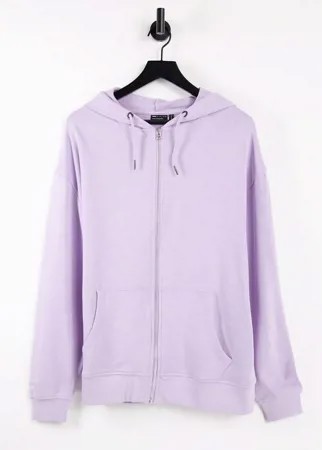 Сиреневый oversized-худи из органического хлопка на молнии ASOS DESIGN-Фиолетовый цвет
