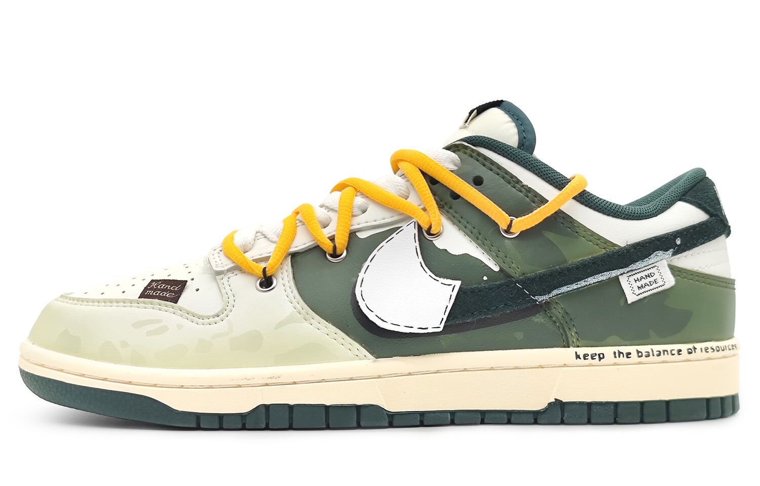Кроссовки Nike Dunk Skateboarding Shoes Unisex Low-top White, зеленый