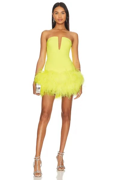 Платье мини David Koma For FWRD Neon Feathers, желтый