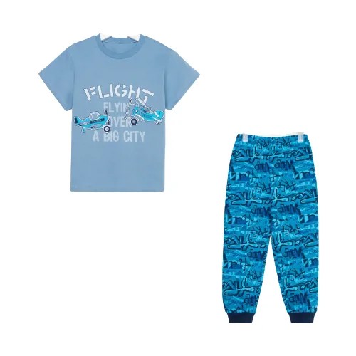 Basia Пижама для мальчика М2258-7166, цвет бирюзовый/голубой, рост 110 см (60)