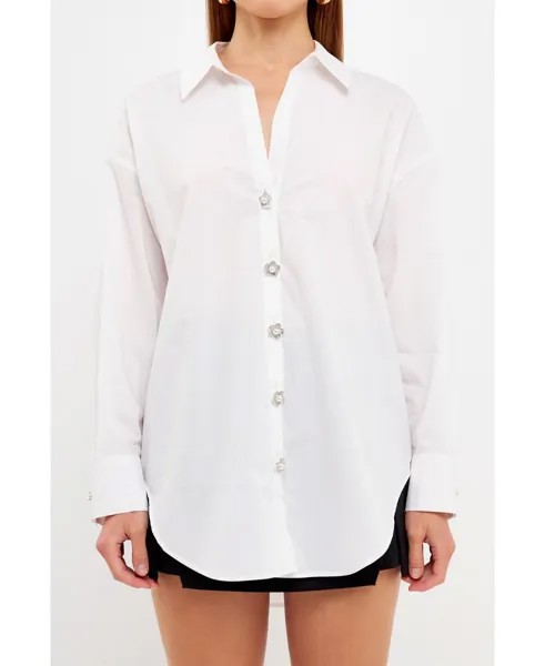 Женская рубашка оверсайз с воротником English Factory, белый