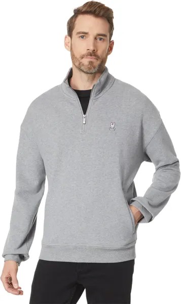 Толстовка Yorkville Relaxed Fit Fleece 1/2 Zip Popover Psycho Bunny, цвет Heather Grey