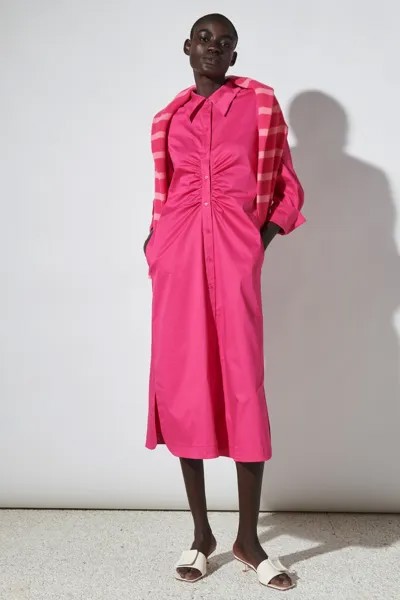 Платье-рубашка из смесового хлопка. LUISA CERANO, цвет vibrant pink