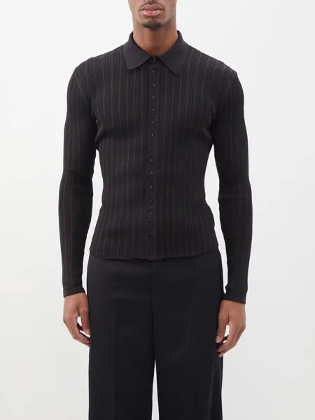 Шелковый кардиган тонкой вязки Saint Laurent, черный