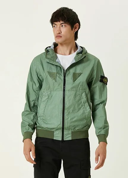 Зеленое пальто с капюшоном Stone Island