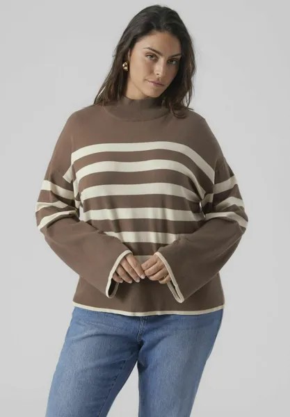 Свитшот Vero Moda Curve VMCHAPPINESS LS, цвет brown lentil