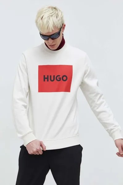 Хлопковая толстовка Hugo, бежевый
