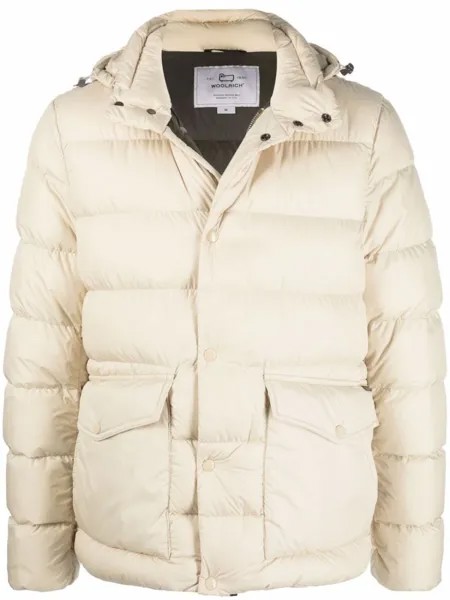 Woolrich пуховик с капюшоном, нейтральный цвет