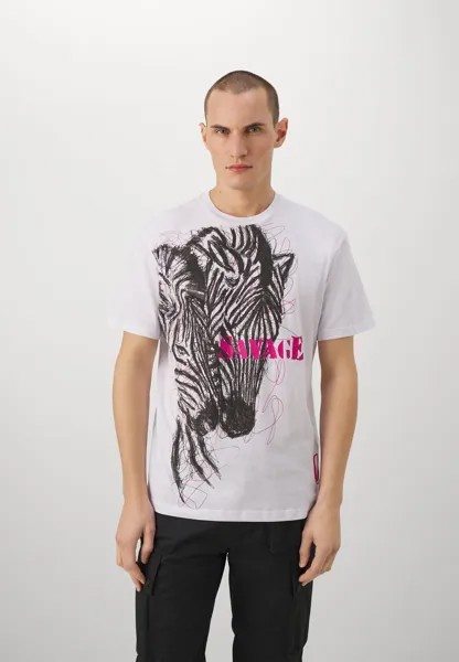 Футболка с принтом ZEBRA Just Cavalli, цвет white