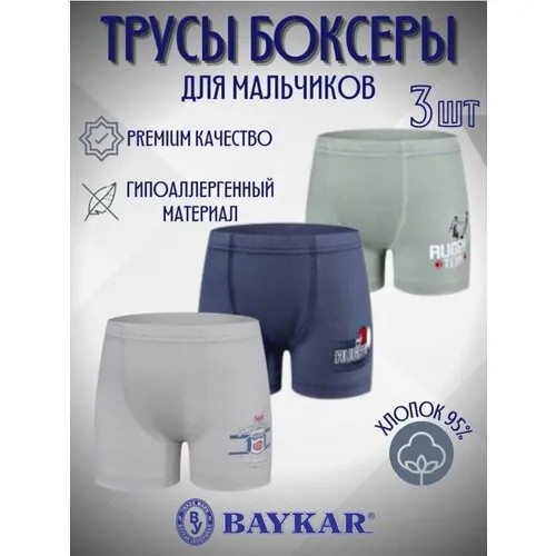 Трусы BAYKAR, 3 шт., размер 140/146, бежевый