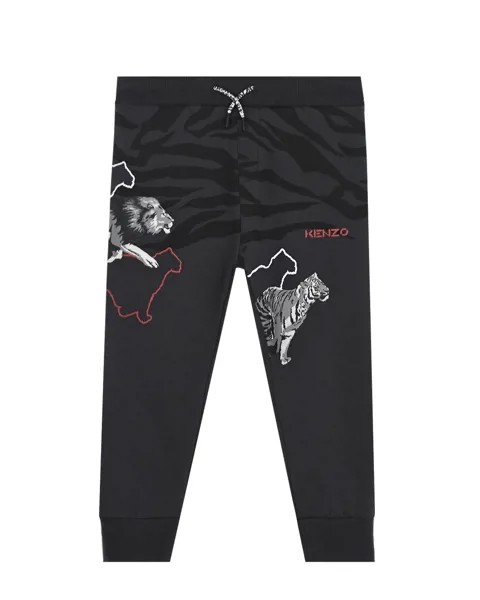 Черные спортивные брюки с анималистичным принтом KENZO детские