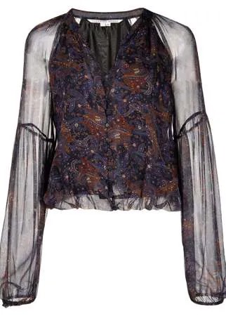 Veronica Beard блузка с прозрачными рукавами и принтом пейсли