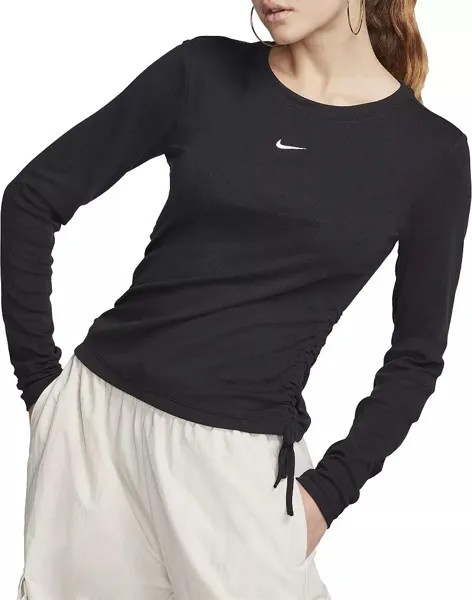 Женский укороченный топ с длинными рукавами в рубчик Nike Sportswear Mod, черный