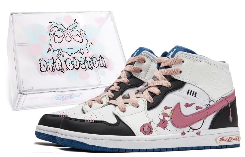 Кроссовки Air Jordan 1 Vintage Basketball Shoes Women's Mid-top White/pink/black, белый