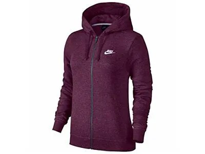 Женская флисовая толстовка с молнией во всю длину Nike бордового/белого цвета (853930 652) — XS
