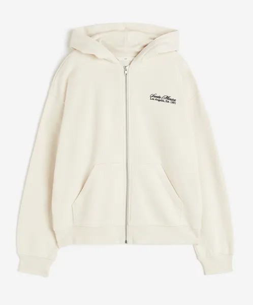 Спортивная куртка H&M Santa Monica Text-motif Hooded Sweatshirt, светло-бежевый