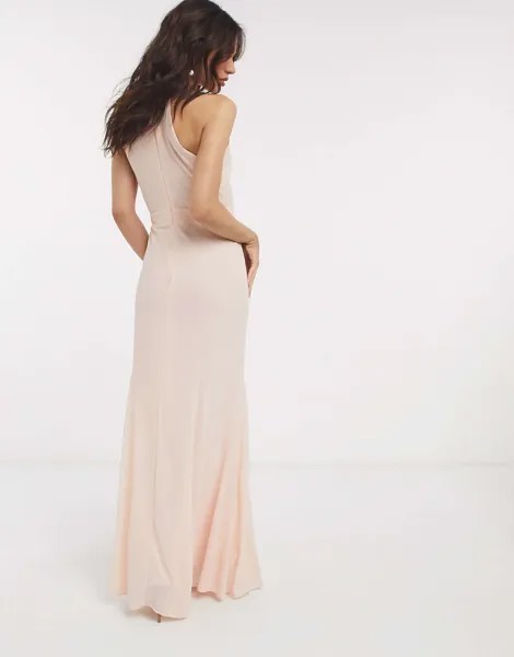 Платье макси с высоким воротником TFNC светло-розового цвета
