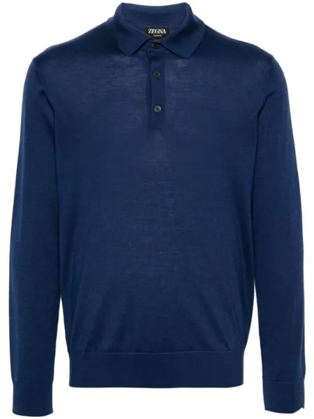 Zegna рубашка поло в рубчик, синий