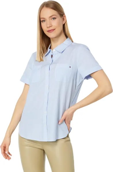 Полосатая рубашка для лагеря Tommy Hilfiger, цвет Cornflower Blue/White
