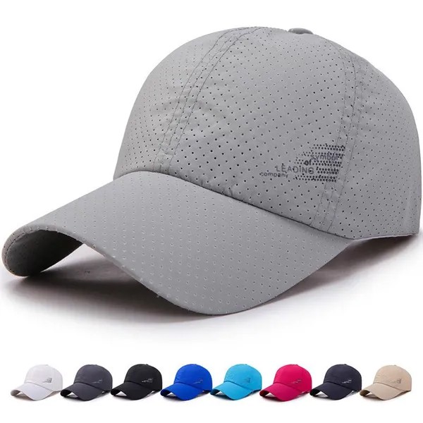 Мужчины Женщины Летняя бейсболка Быстросохнущие шляпы Унисекс Дышащий спорт Чистый цвет Snapback Шляпа Для гольфа Шапки Костяная шляпа