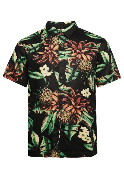 Superdry рубашка с коротким рукавом и гавайским принтом., черный