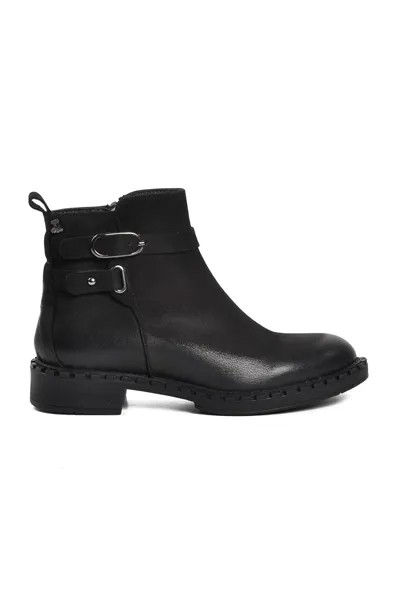 Черные женские ботинки из натуральной кожи с флисовой подкладкой 2152203K Venüs