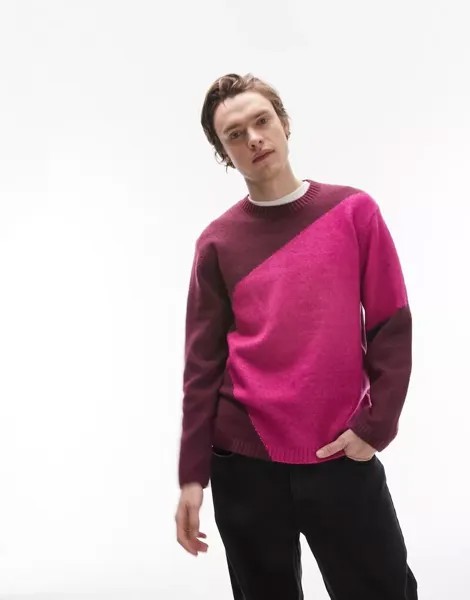 Розовый вязаный свитер с абстрактным размещением Topman