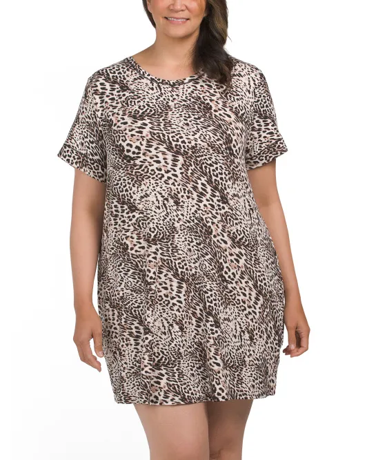 Плюс ночная рубашка с животным принтом Anne Klein, цвет Animal