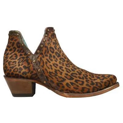 Ботинки Corral с шипами, ботильоны с леопардовым принтом, женские коричневые повседневные ботинки Z2003