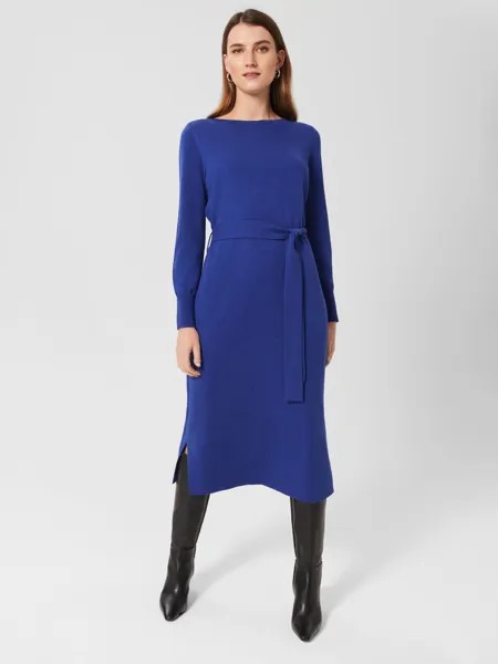 Трикотажное платье миди из смесовой шерсти Hobbs Eloise, темно-синий