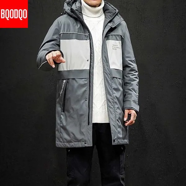 Мужская зимняя куртка-пуховик в стиле милитари, Япония, хип-хоп, уличная одежда, теплые пальто с капюшоном, белый утиный пух, зимние куртки, д...